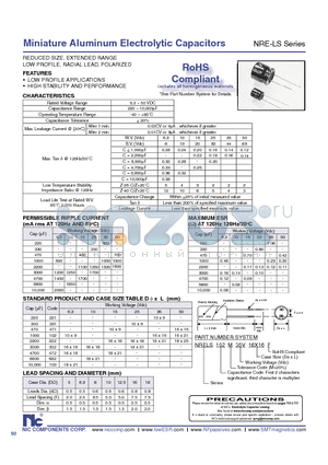 NRELS102M1016X16F datasheet - Miniature Aluminum Electrolytic Capacitors