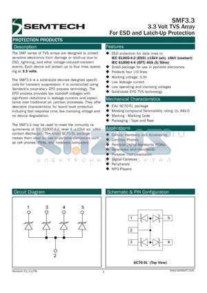 SMF3.3 datasheet - 3.3 Volt TVS Array For ESD and Latch-Up Protection