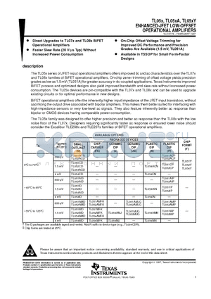 TL05 datasheet - ENHANCED-JFET LOW-OFFSET OPERATIONAL AMPLIFIERS