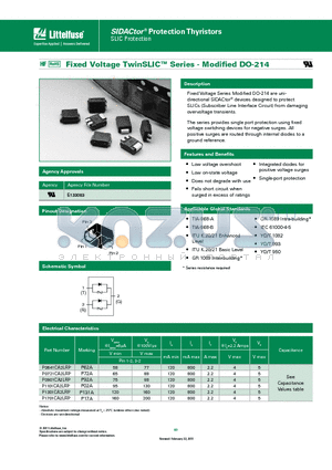 P1101CA2LRP datasheet - The series provides single port protection using fixed voltage switching devices