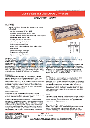 SMFL2805D/KR datasheet - DC/DC CONVERTERS 28 VOLT INPUT