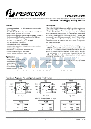 PS320 datasheet - Precision, Dual-Supply Analog Switches
