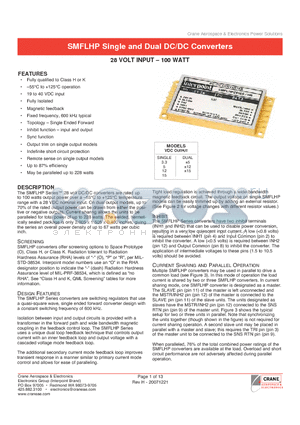 SMFLH283R3SHR datasheet - SMFLHP Single and Dual DC/DC Converters