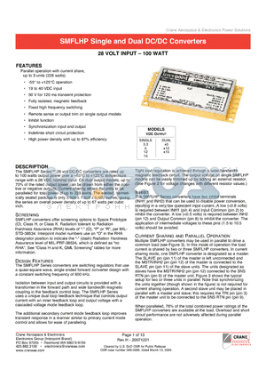 SMFLHP283R3S datasheet - Parallel operation with current share, up to 3 units (228 watts)