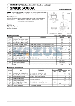 SMG05C60A datasheet - THYRISTOR(Surface Mount Device/Non-isolated)