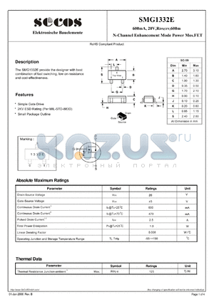 SMG1332E datasheet - N-Channel Enhancement Mode Power Mos.FET