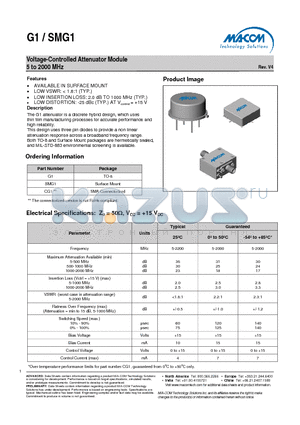 SMG1 datasheet - Voltage-Controlled Attenuator Module 5 to 2000 MHz