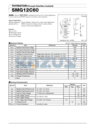 SMG12C60 datasheet - THYRISTOR(Through Hole/Non-isolated)