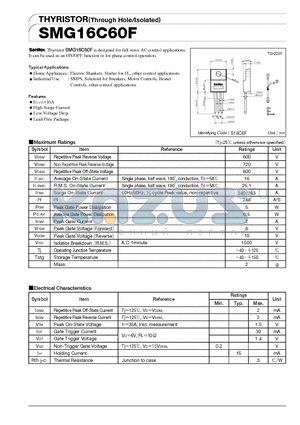 SMG16C60F datasheet - THYRISTOR(Through Hole/Isolated)