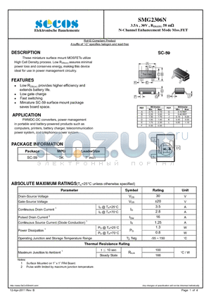 SMG2306N datasheet - N-Channel Enhancement Mode Mos.FET