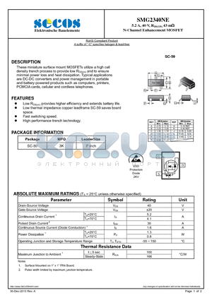 SMG2340NE datasheet - N-Channel Enhancement MOSFET