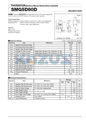 SMG5D60D datasheet - THYRISTOR(Surface Mount Device/Non-isolated)