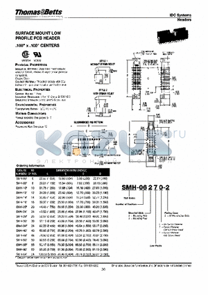 SMH-10372-2 datasheet - SURFACE MOUNT LOW PROFILE PCB HEADER