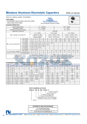 NRELX100M3516X20F datasheet - Miniature Aluminum Electrolytic Capacitors