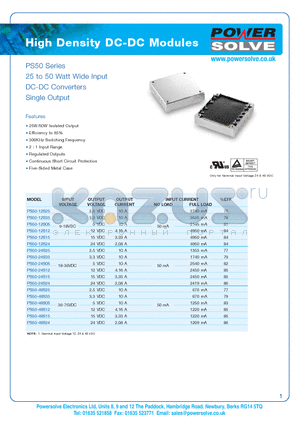 PS50-12S33 datasheet - High Density DC-DC Modules