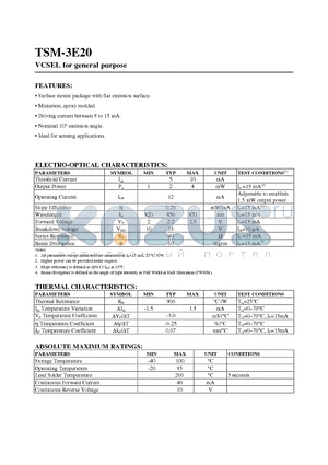 TSM-3E20 datasheet - VCSEL for gener al purpose