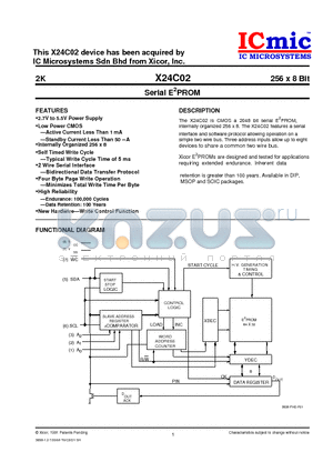 X24C02BP datasheet - Serial E2PROM