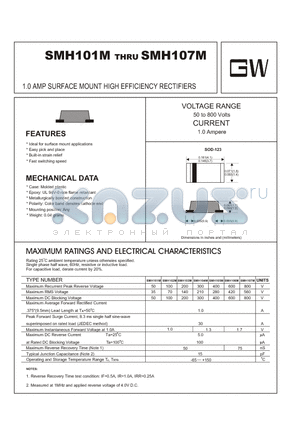 SMH102M datasheet - 1.0 AMP SURFACE MOUNT HIGH EFFICIENCY RECTIFIERS