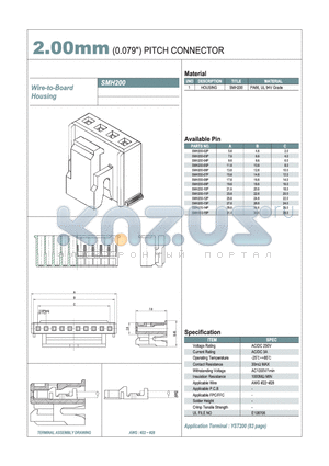 SMH200-02P datasheet - 2.00mm PITCH CONNECTOR