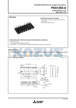 PS51259-A datasheet - TRANSFER-MOLD TYPE INSULATED TYPE