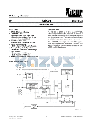 X24C02P-3.5 datasheet - Serial E2PROM