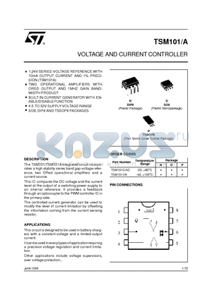 TSM101 datasheet - VOLTAGE AND CURRENT CONTROLLER