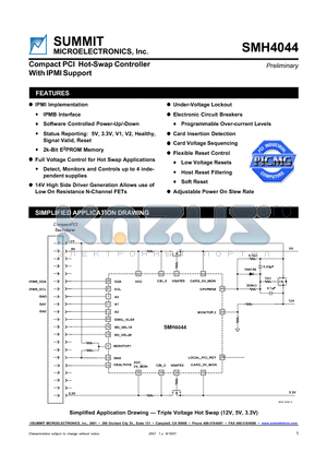 SMH4044 datasheet - Compact PCI Hot-Swap Controller With IPMI Support