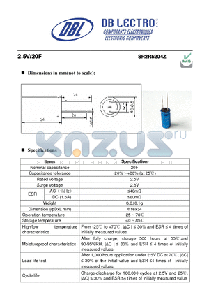 SR2R5125Z datasheet - High capacitance and low resistance for long cycle life applications