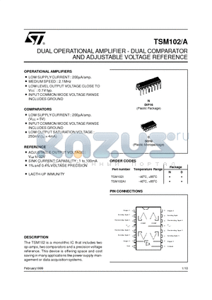 TSM102AI datasheet - DUAL OPERATIONAL AMPLIFIER - DUAL COMPARATOR AND ADJUSTABLE VOLTAGE REFERENCE