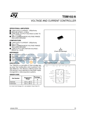 TSM102 datasheet - VOLTAGE AND CURRENT CONTROLLER