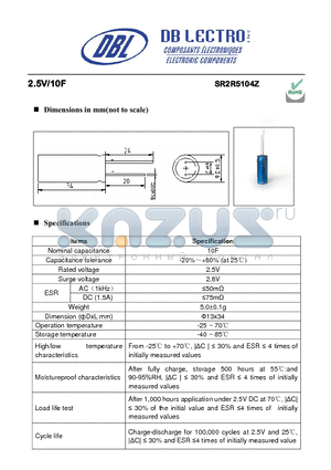 SR2R5223Z datasheet - High capacitance and low resistance for long cycle life applications
