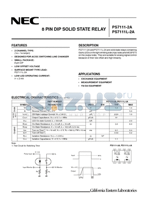 PS7111-2A_01 datasheet - 8 PIN DIP SOLID STATE RELAY