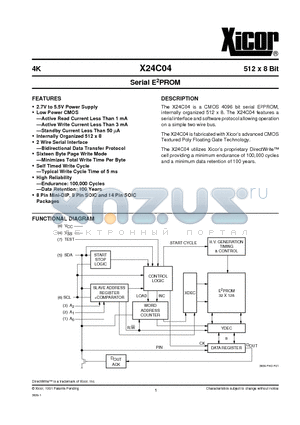 X24C04PM datasheet - Serial E2PROM