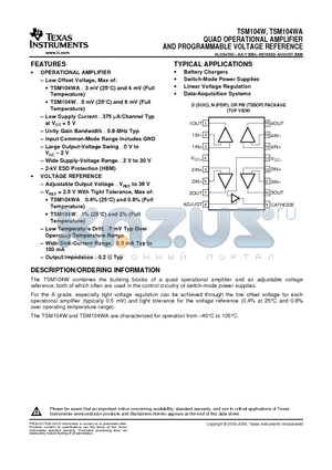 TSM104WAIDE4 datasheet - QUAD OPERATIONAL AMPLIFIER AND PROGRAMMABLE VOLTAGE REFERENCE