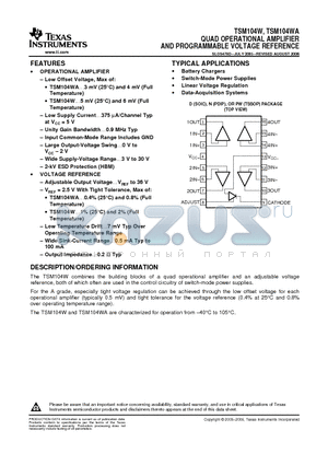 TSM104WIPWRE4 datasheet - QUAD OPERATIONAL AMPLIFIER AND PROGRAMMABLE VOLTAGE REFERENCE