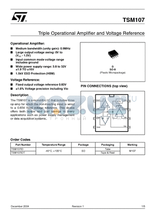 TSM107 datasheet - Triple Operational Amplifier and Voltage Reference