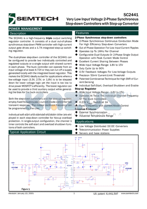 SC2441 datasheet - Very Low Input Voltage 2-Phase Synchronous Step-down Controllers with Step-up Converter