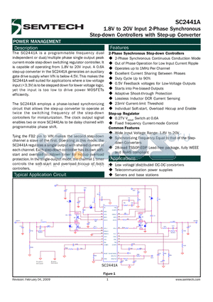SC2441ATETRT datasheet - 1.8V to 20V Input 2-Phase Synchronous Step-down  Controllers  with  Step-up  Converter