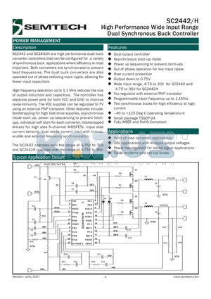 SC2442 datasheet - High Performance Wide Input Range Dual Synchronous Buck Controller