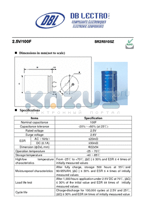 SR2R5473Z datasheet - High capacitance and low resistance for long cycle life applications