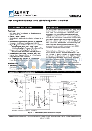 SMH4804 datasheet - -48V Programmable Hot Swap Sequencing Power Controller