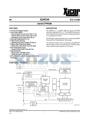X24C04S8M-3 datasheet - Serial E2PROM