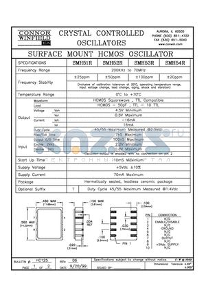 SMH51R datasheet - SURFACE MOUNT HCMOS OSCILLATOR