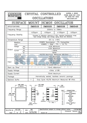 SMH53R datasheet - SURFACE MOUNT HCMOS OSCILLATOR