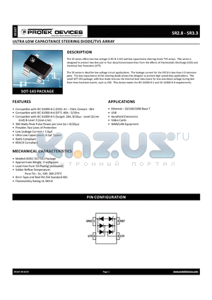 SR3.3 datasheet - ultra low capacitance steering diode/TVS array
