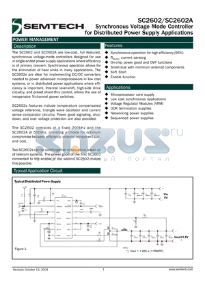 SC2602STRT datasheet - Synchronous Voltage Mode Controller for Distributed Power Supply Applications