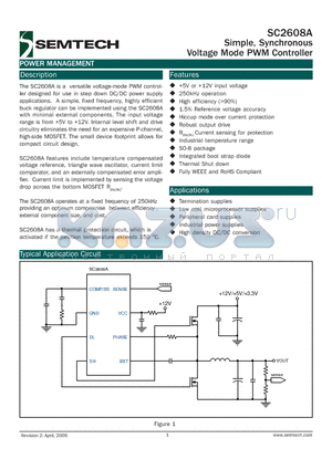 SC2608A datasheet - Simple, Synchronous Voltage Mode PWM Controller