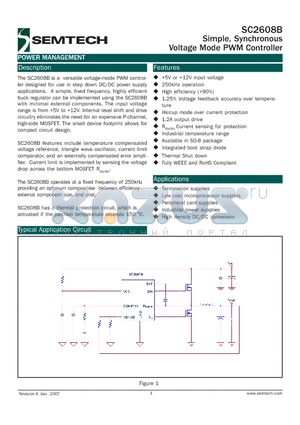 SC2608BEVB datasheet - Simple, Synchronous Voltage Mode PWM Controller