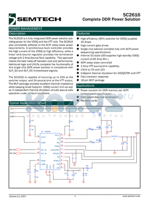 SC2616MLTR datasheet - Complete DDR Power Solution