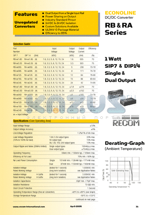 RB-1.809D datasheet - ECONOLINE - DC/DC - CONVERTER